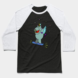 Hippo Unicorn Skateboard fun cute kids positivity Baseball T-Shirt